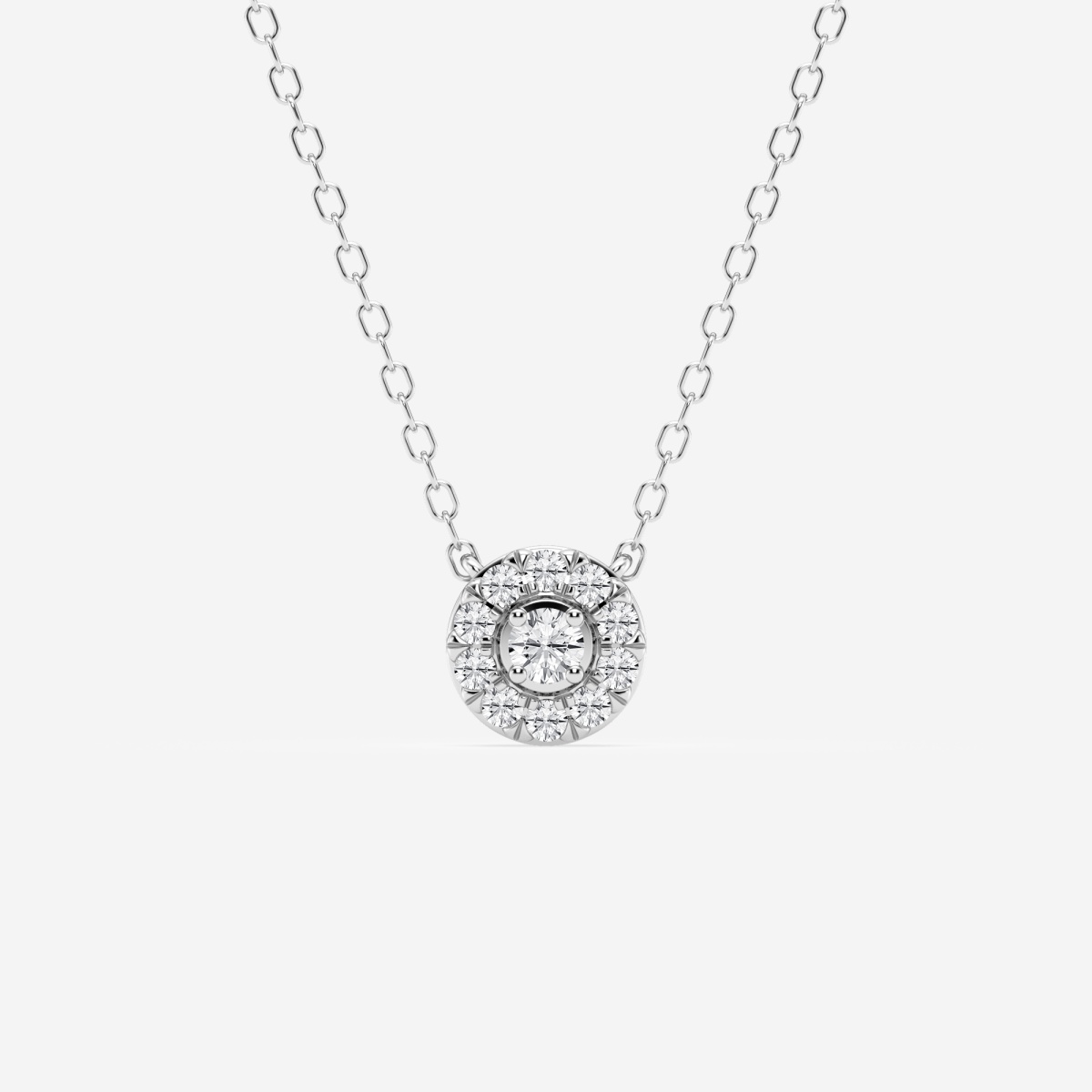 1/8 ctw Round Lab Grown Diamond Halo Pendant in Sterling Silver