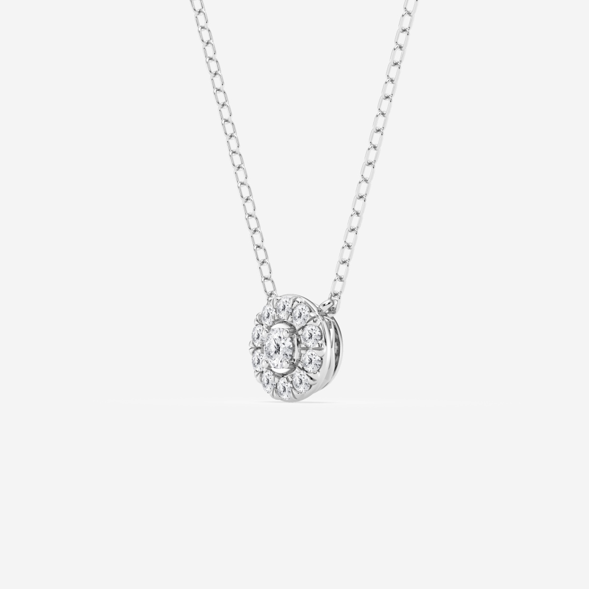 Additional Image 1 for  1/8 ctw Round Lab Grown Diamond Halo Pendant in Sterling Silver