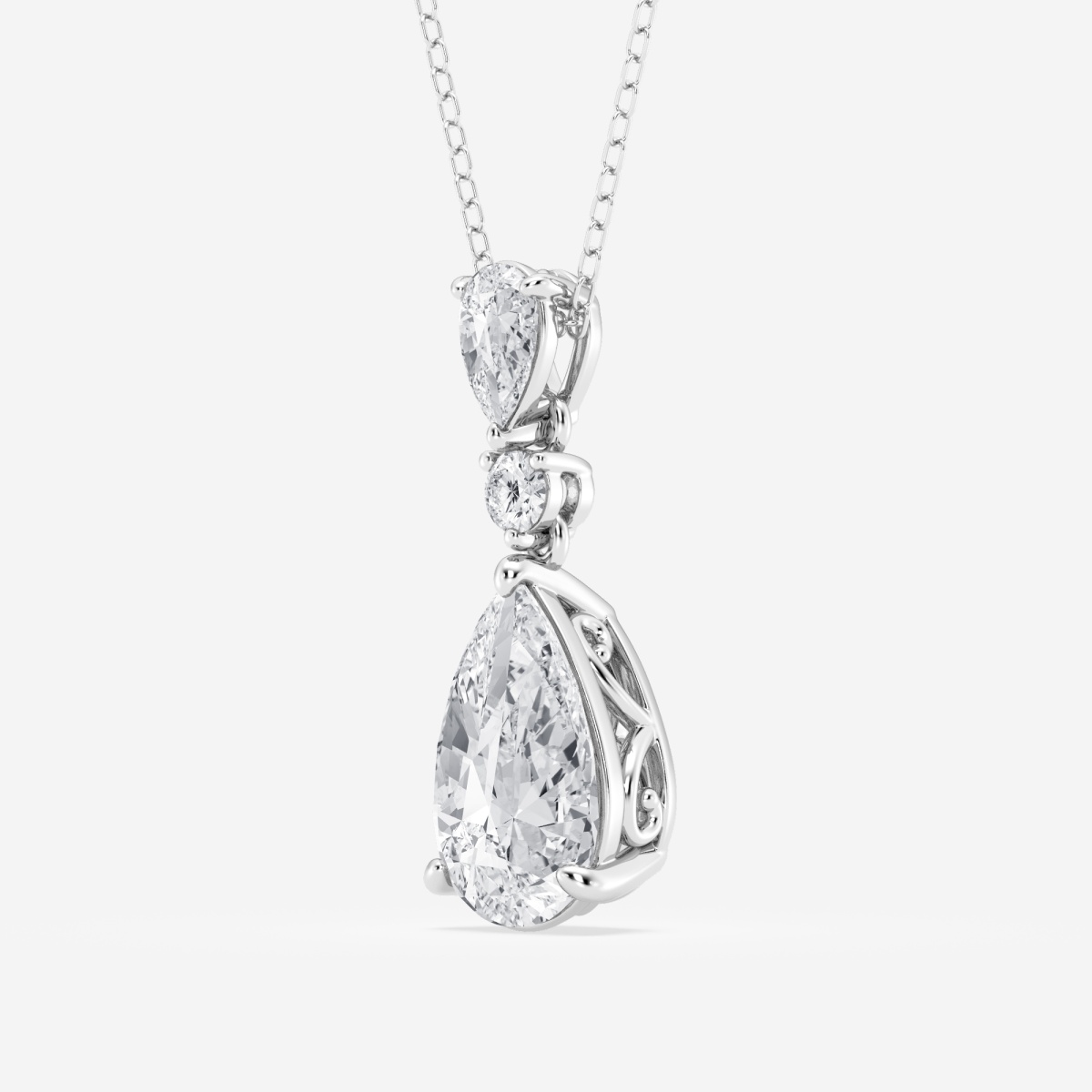 Additional Image 1 for  Badgley Mischka Near-Colorless 4 ctw Pear Lab Grown Diamond Hinged Fashion Pendant with Adjustable Chain