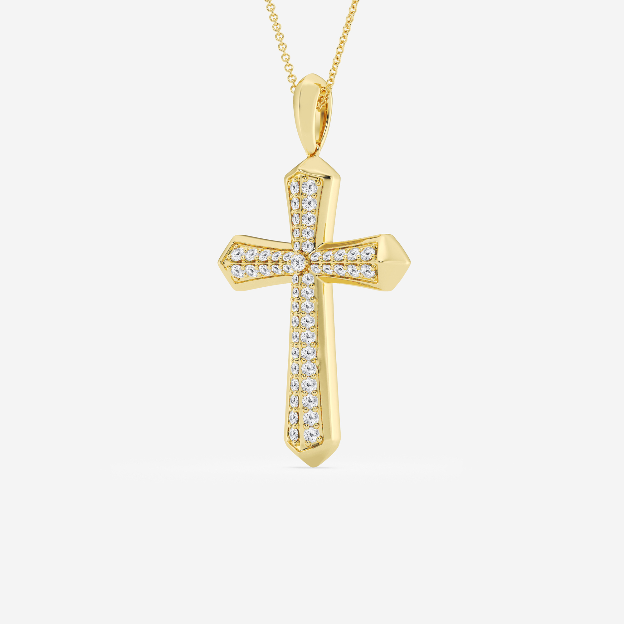 1 ctw Round Lab Grown Diamond Double Row Cross Fashion Pendant Grownbrilliance