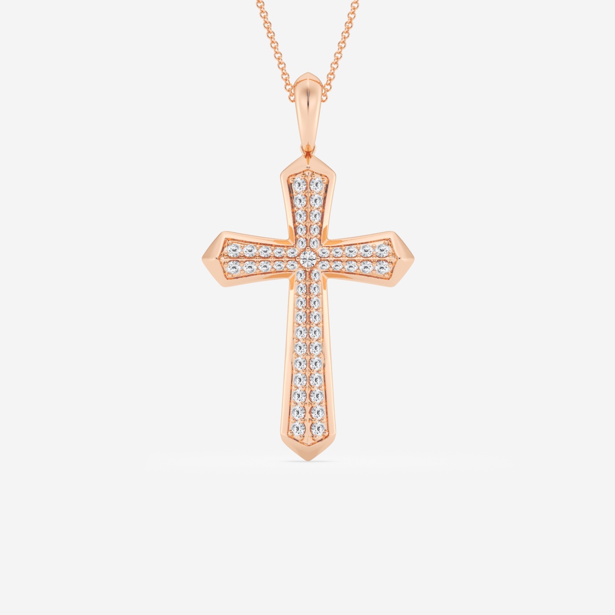 1 ctw Round Lab Grown Diamond Double Row Cross Fashion Pendant Grownbrilliance