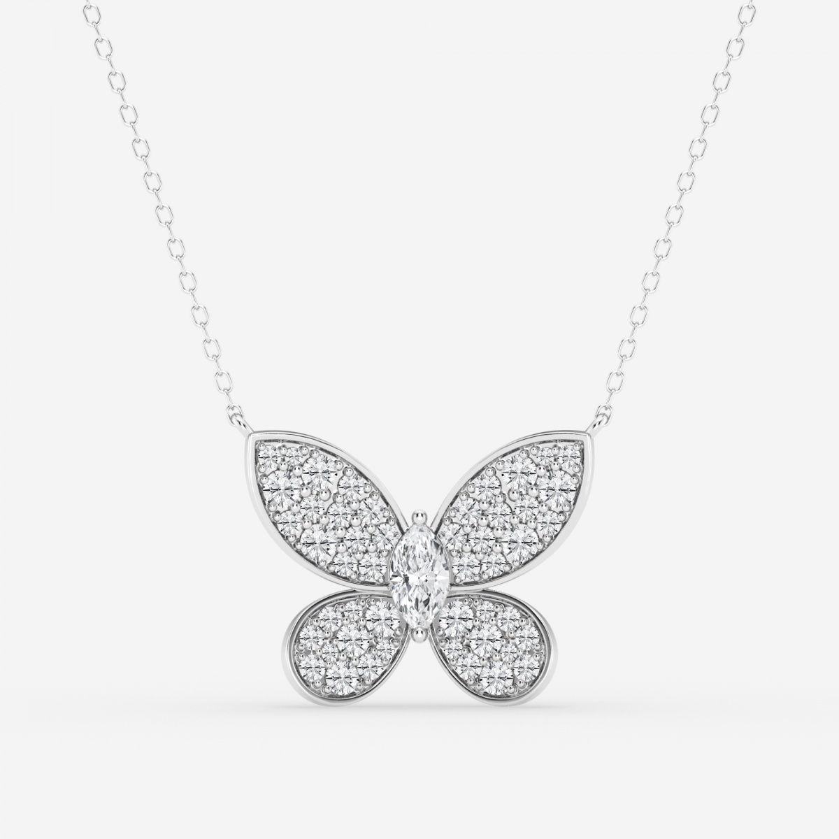 1 ctw Marquise Lab Grown Diamond Petite Pave Butterfly Fashion Pendant