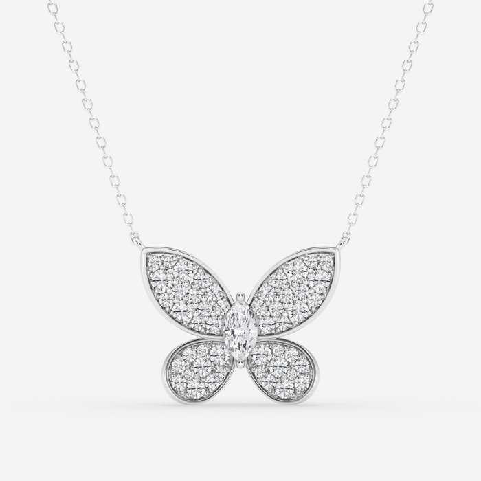1 ctw Marquise Lab Grown Diamond Petite Pave Butterfly Fashion Pendant