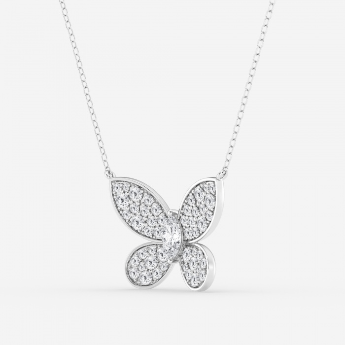 Additional Image 1 for  1 ctw Marquise Lab Grown Diamond Petite Pave Butterfly Fashion Pendant