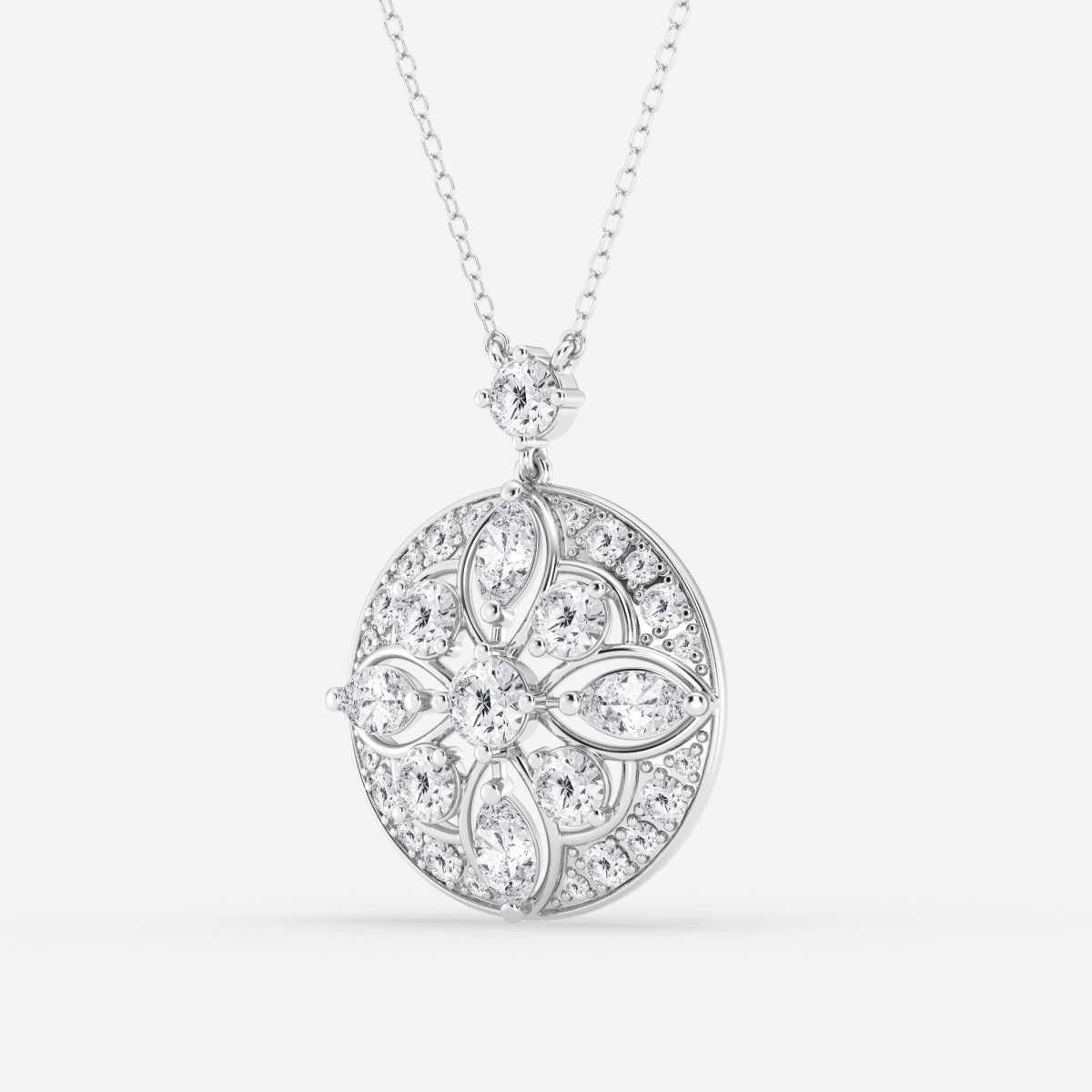 Additional Image 1 for  2 ctw Round and Marquise Lab Grown Diamond Vintage Fashion Pendant