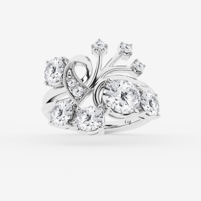 GB Custom Round Side Stone Engagement Ring 