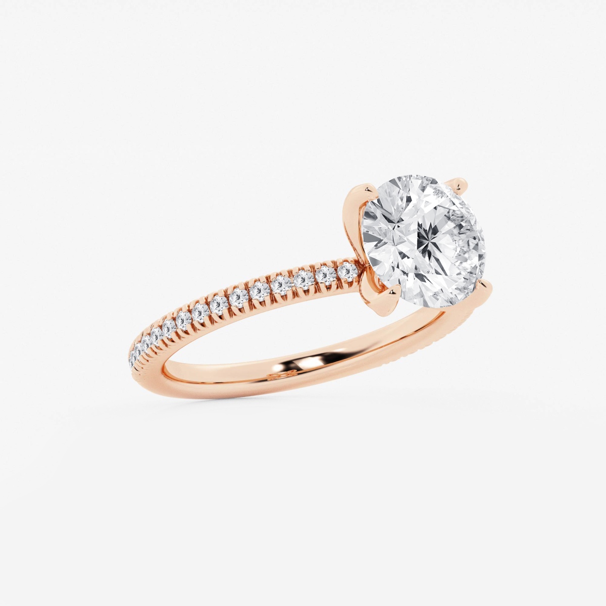 Oval Solitaire Engagement Ring Lab Diamond Rose Gold Pave Ring