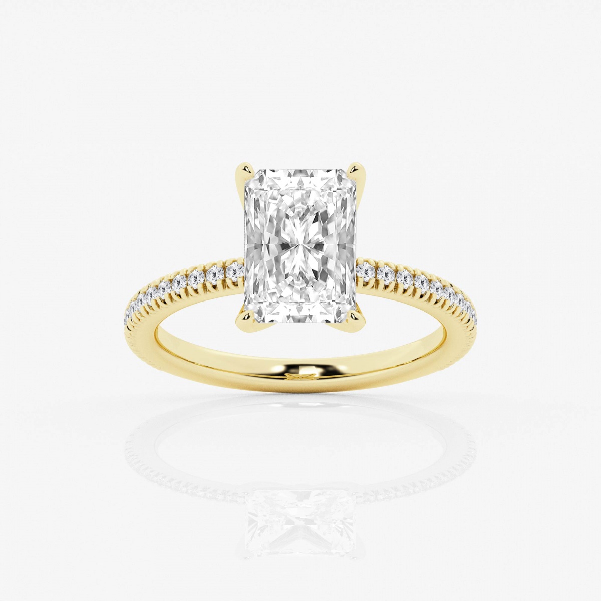 The Classic Two Tone Radiant Engagement Ring | 18K Yellow Gold