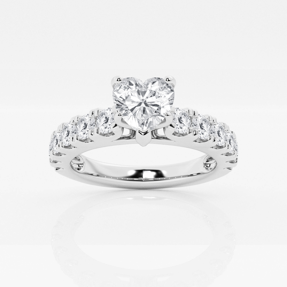 2 ctw Heart Lab Grown Diamond Engagement Ring with Split Prong Side ...
