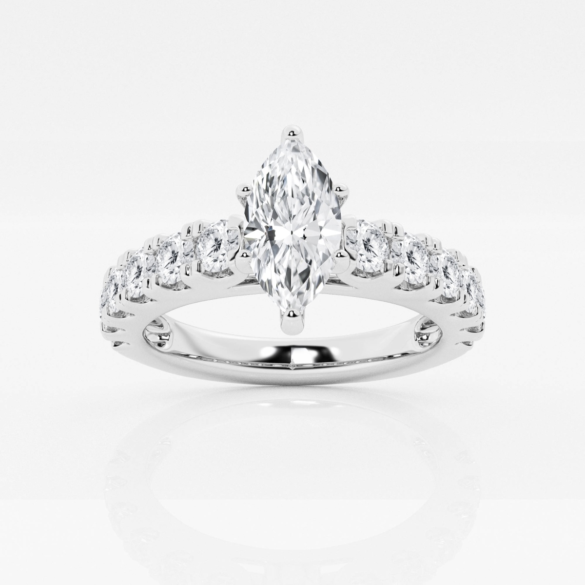 2 ctw Marquise Lab Grown Diamond  Engagement Ring with Split Prong Side Accents