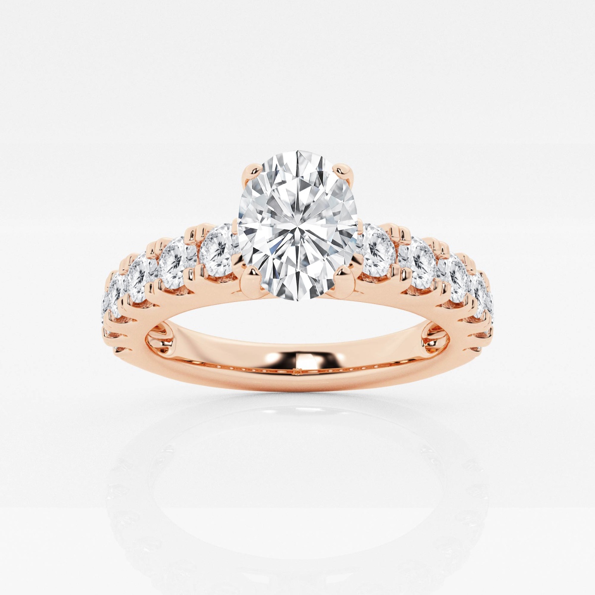 2Ct Oval Lab Diamond Ring Stack Rose Gold Solitaire Ring Bridal Set