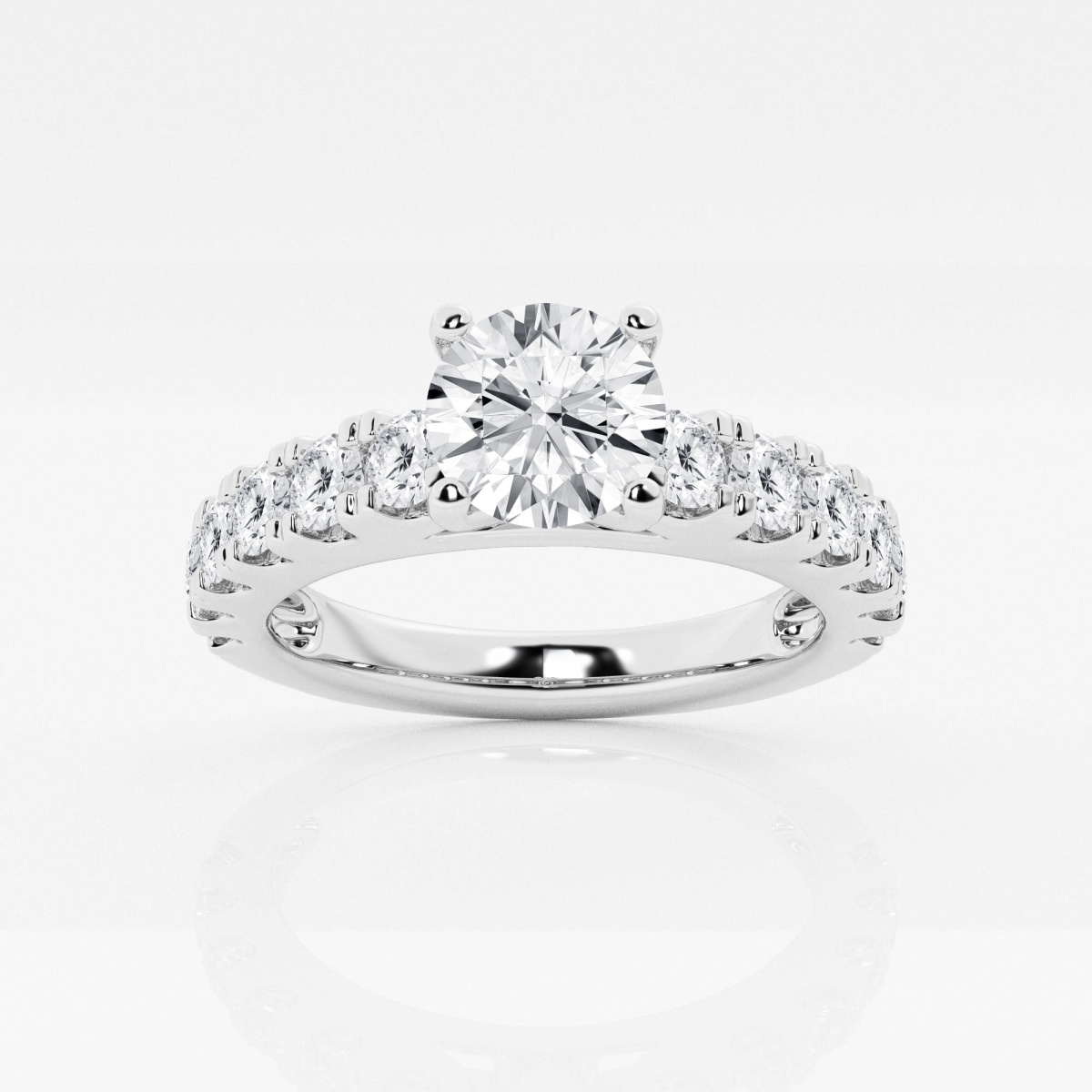 1 3/4 ctw Round Lab Grown Diamond Engagement Ring with Split Prong Side Accents