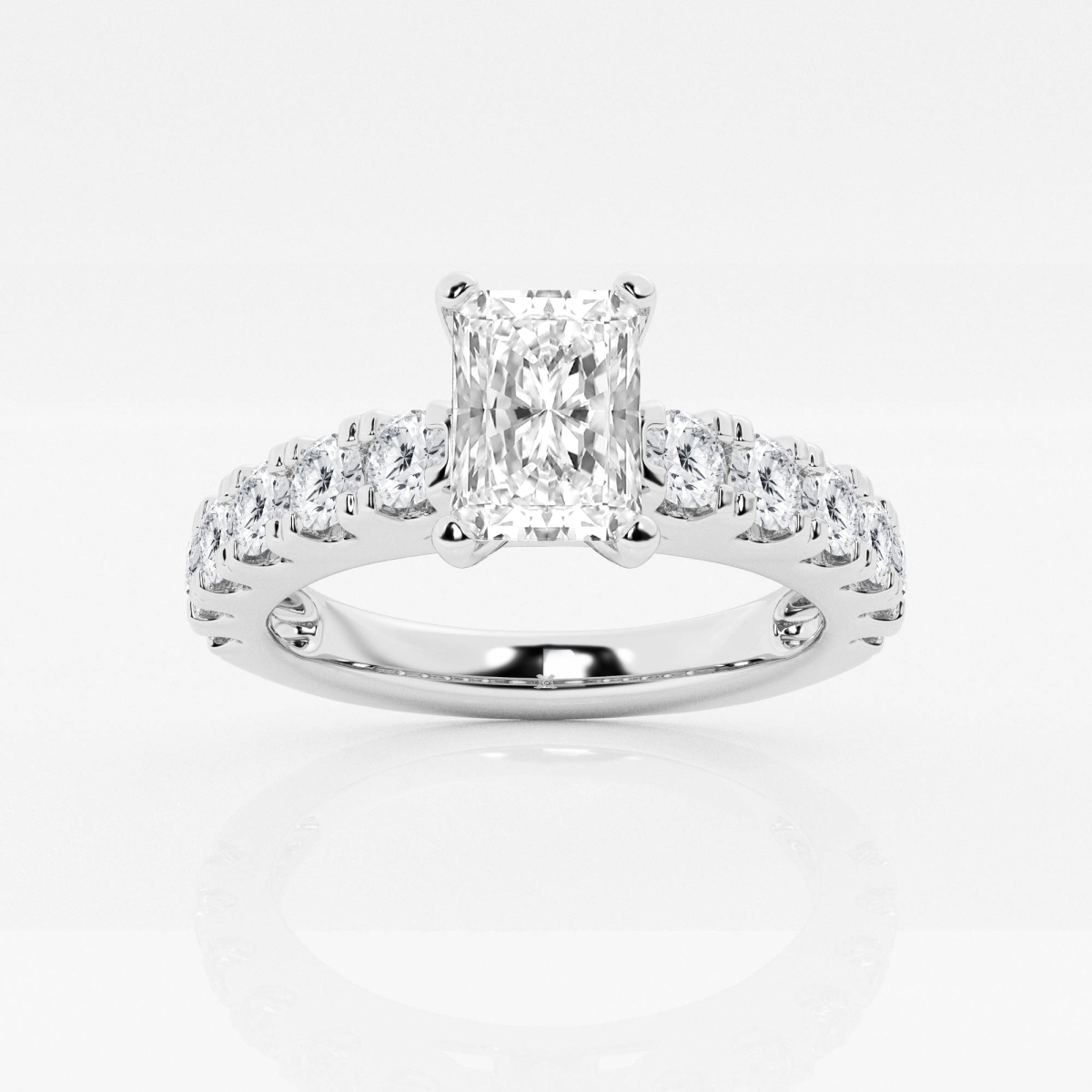 2 ctw Radiant Lab Grown Diamond Engagement Ring with Split Prong Side Accents