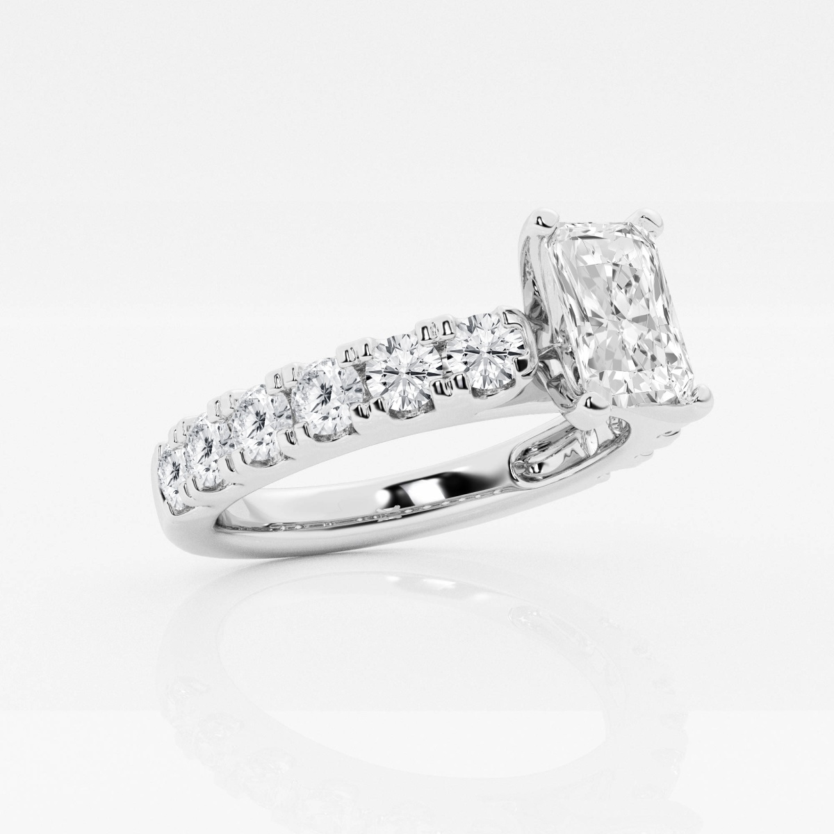 Additional Image 1 for  2 ctw Radiant Lab Grown Diamond Engagement Ring with Split Prong Side Accents
