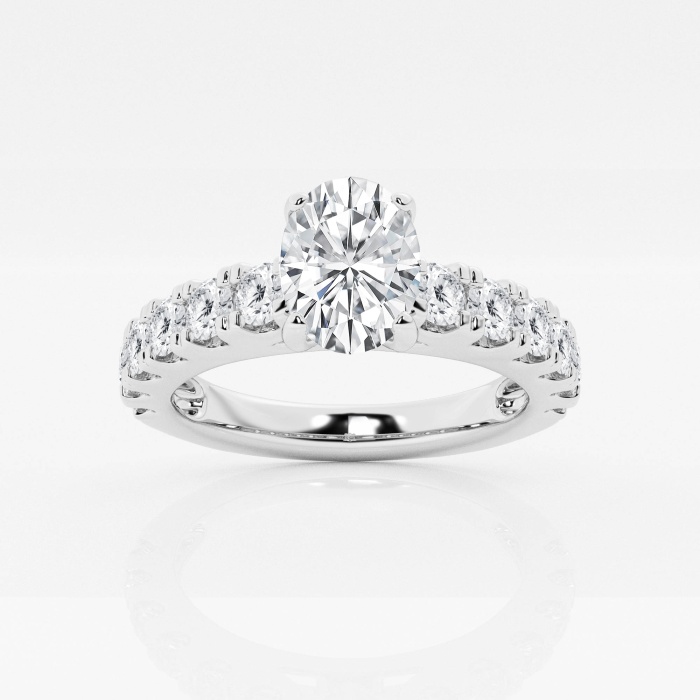 1 3/4 ctw Oval Lab Grown Diamond Engagement Ring with Split Prong Side Accents