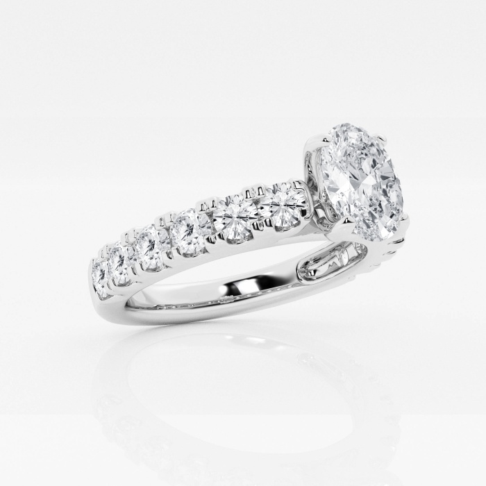Additional Image 1 for  1 3/4 ctw Oval Lab Grown Diamond Engagement Ring with Split Prong Side Accents