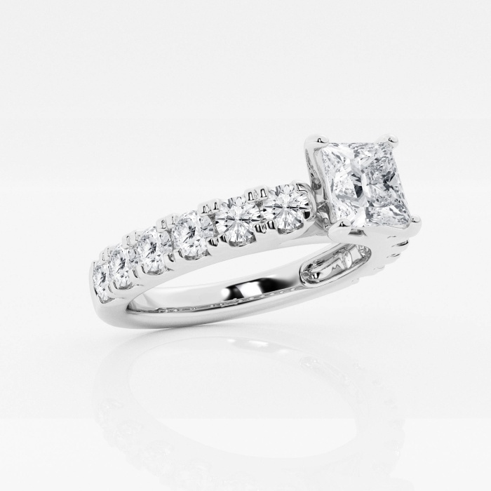 Additional Image 1 for  2 ctw Princess Lab Grown Diamond Engagement Ring with Split Prong Side Accents