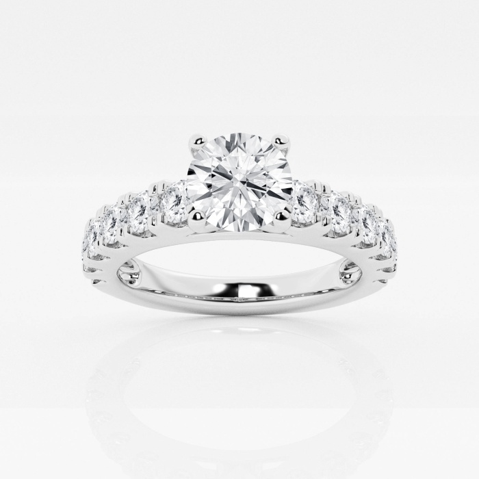 1 3/4 ctw Round Lab Grown Diamond Engagement Ring with Split Prong Side Accents