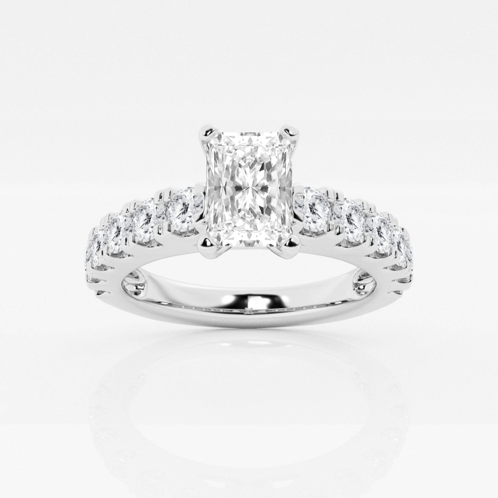 2 ctw Radiant Lab Grown Diamond Engagement Ring with Split Prong Side Accents