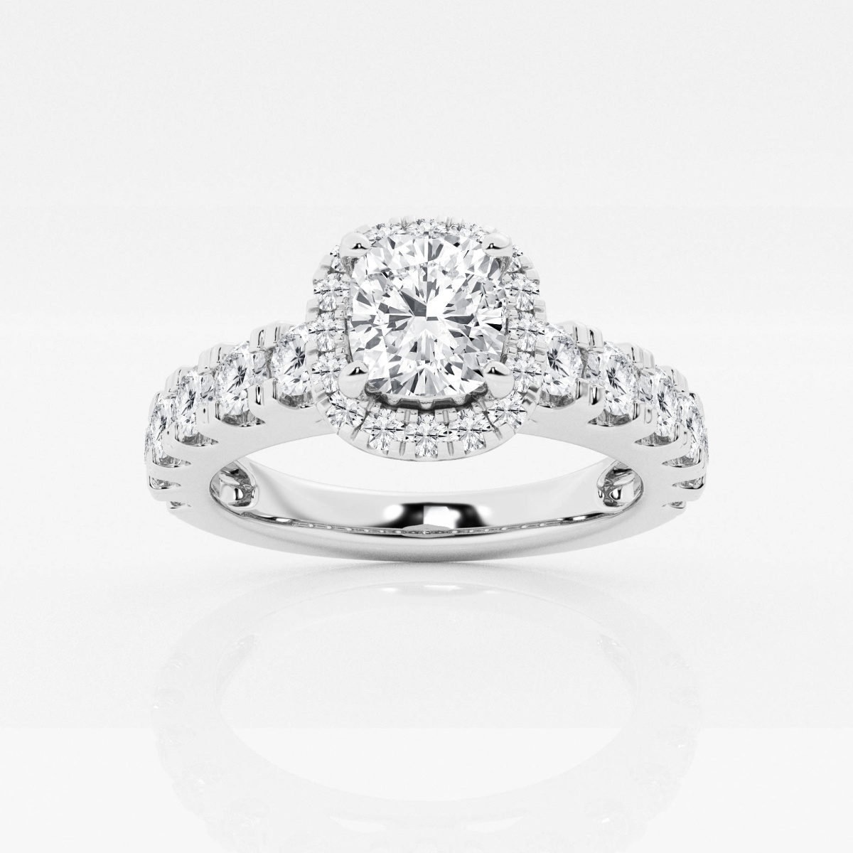 1 7/8 ctw Cushion Lab Grown Diamond Split Prong Halo Engagement Ring