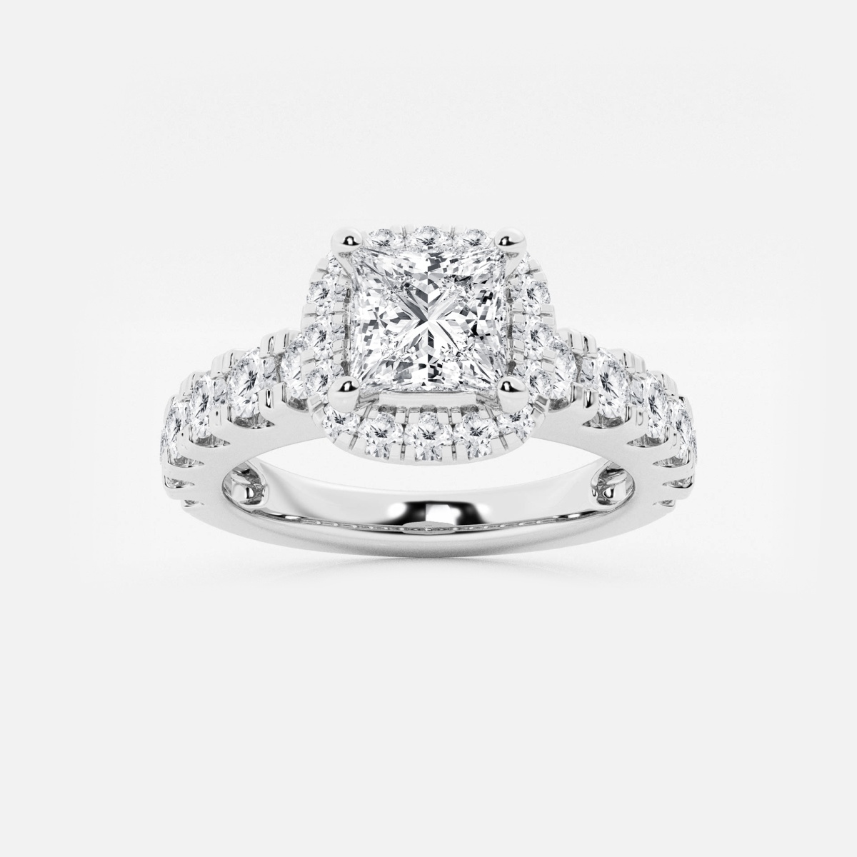 1 7/8 ctw Princess Lab Grown Diamond Split Prong Halo Engagement Ring 