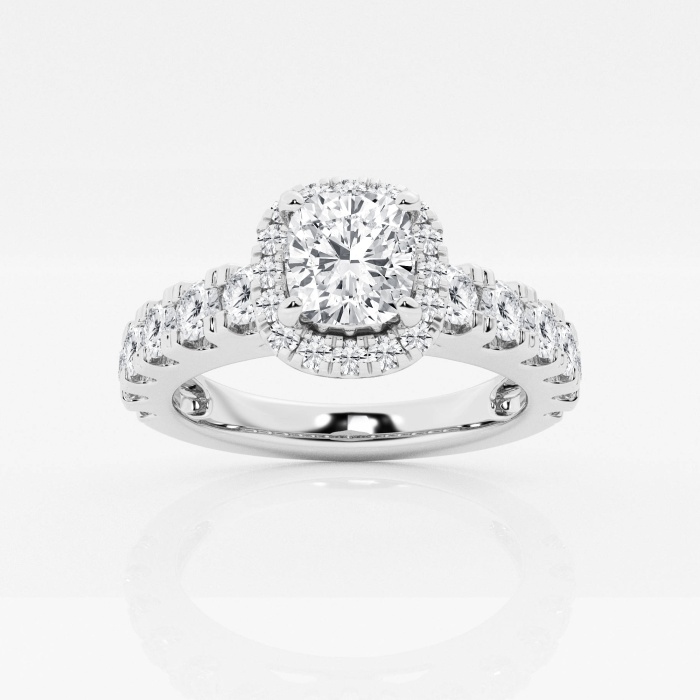 2 1/8 ctw Cushion Lab Grown Diamond Split Prong Halo Engagement Ring