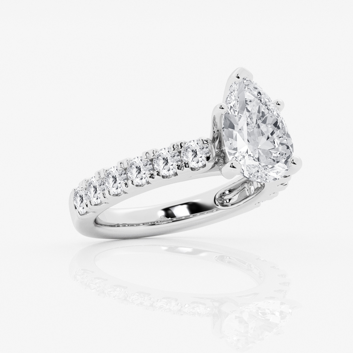 Additional Image 1 for  4 ctw Pear Lab Grown Diamond Engagement Ring with Split Prong Side Accents
