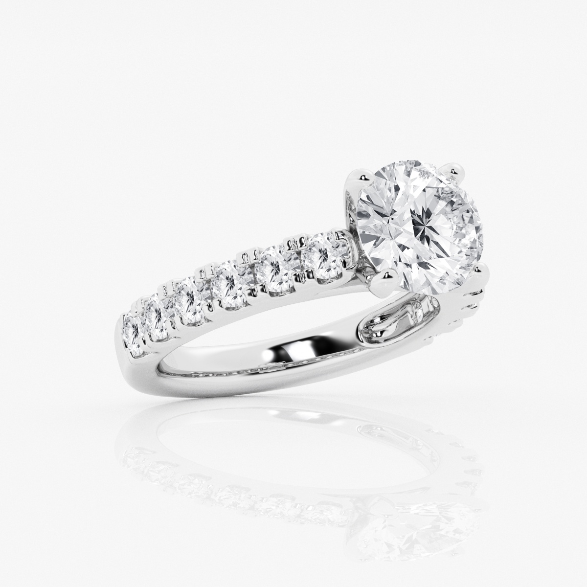 Additional Image 1 for  3 1/2 ctw Round Lab Grown Diamond Engagement Ring with Split Prong Side Accents