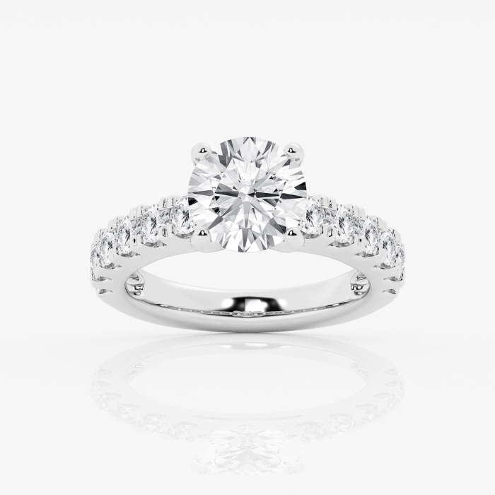 3 1/2 ctw Round Lab Grown Diamond Engagement Ring with Split Prong Side Accents