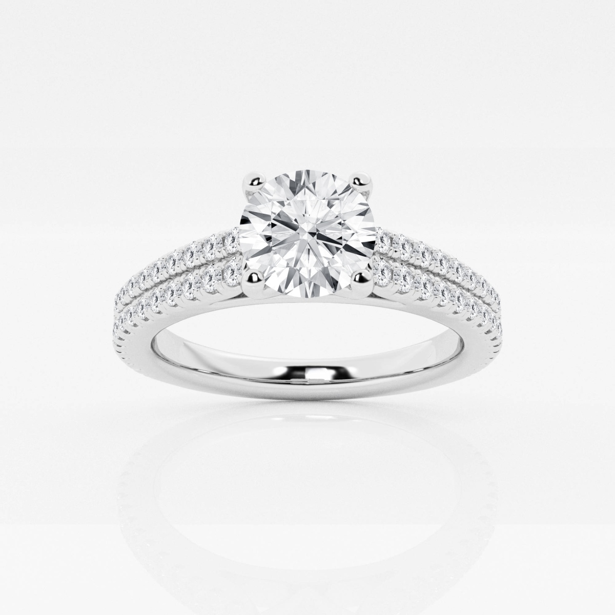 1 1/8 ctw Cushion Lab Grown Diamond Double Row Engagement Ring 14K White Gold FG, VS2+