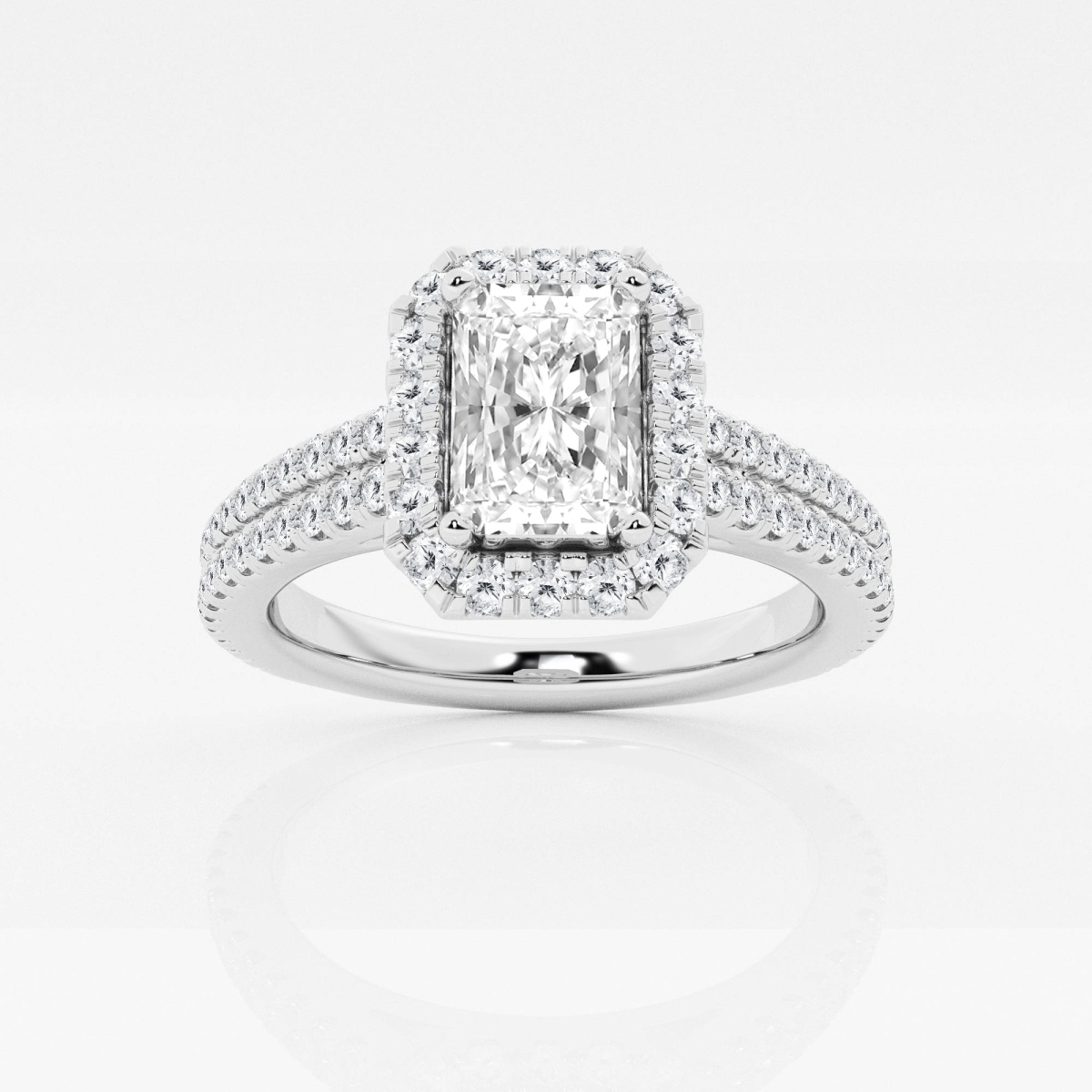 1 1/2 ctw Radiant Lab Grown Diamond Double Row Halo Engagement Ring ...