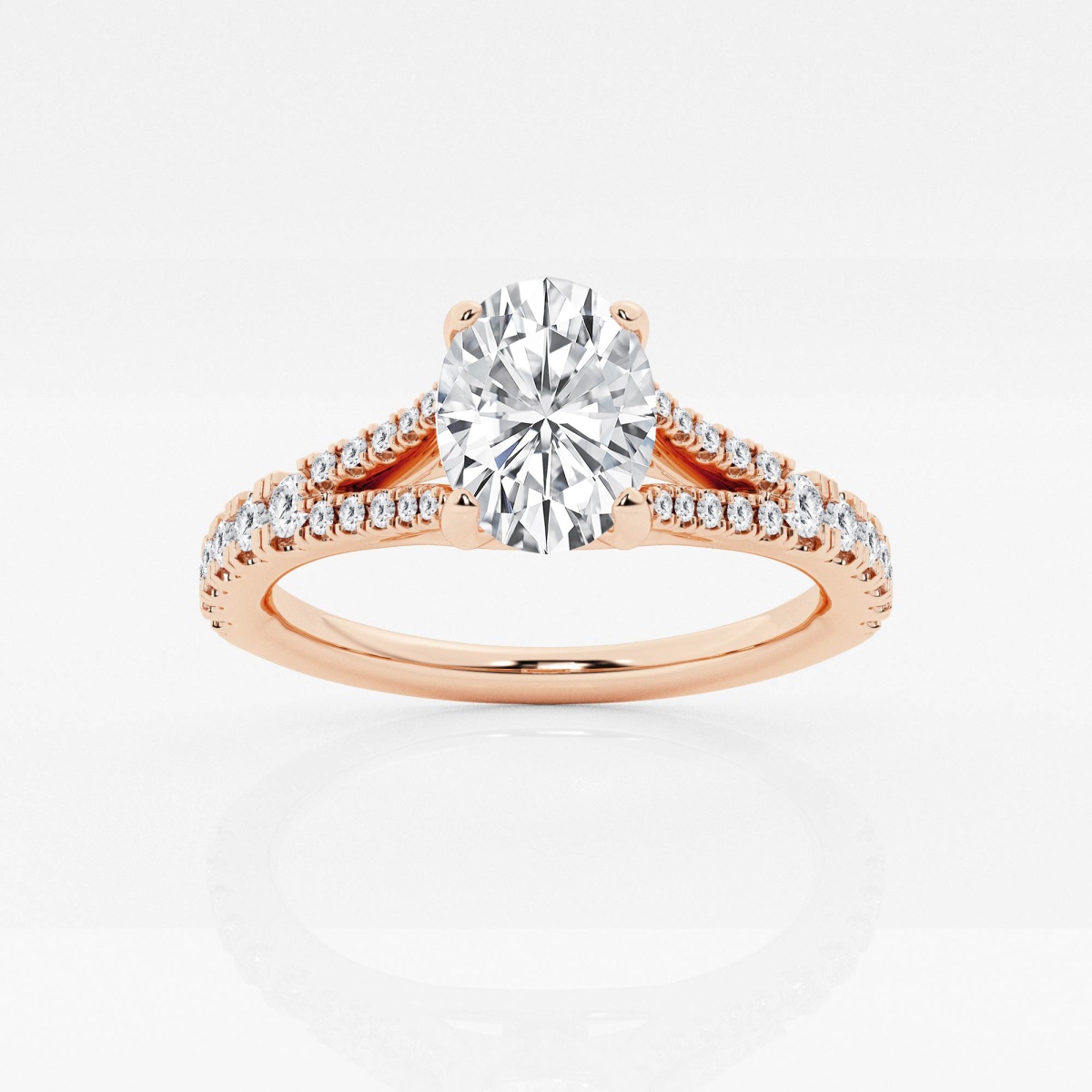 1 ctw Oval Lab Grown Diamond Split Shank Engagement Ring