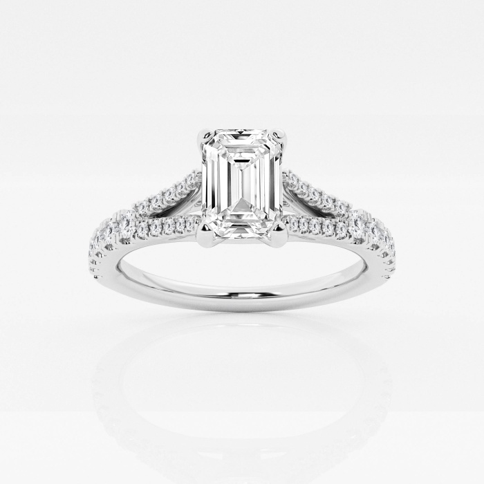1 ctw Emerald Lab Grown Diamond Split Shank Engagement Ring