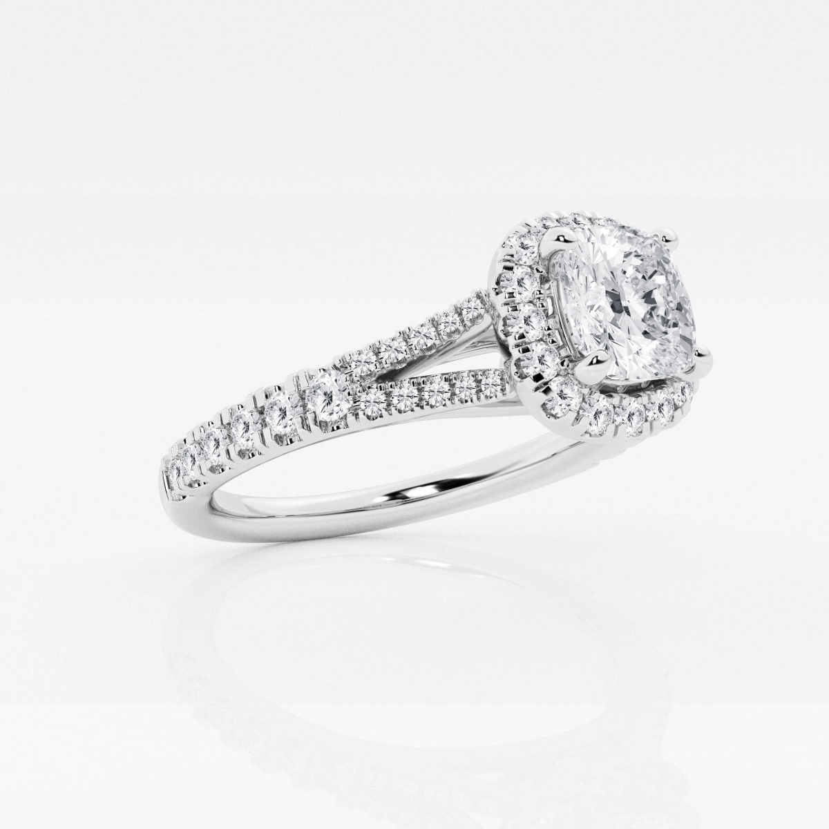 Additional Image 1 for  1 1/2 ctw Cushion Lab Grown Diamond Split Shank Halo Engagement Ring