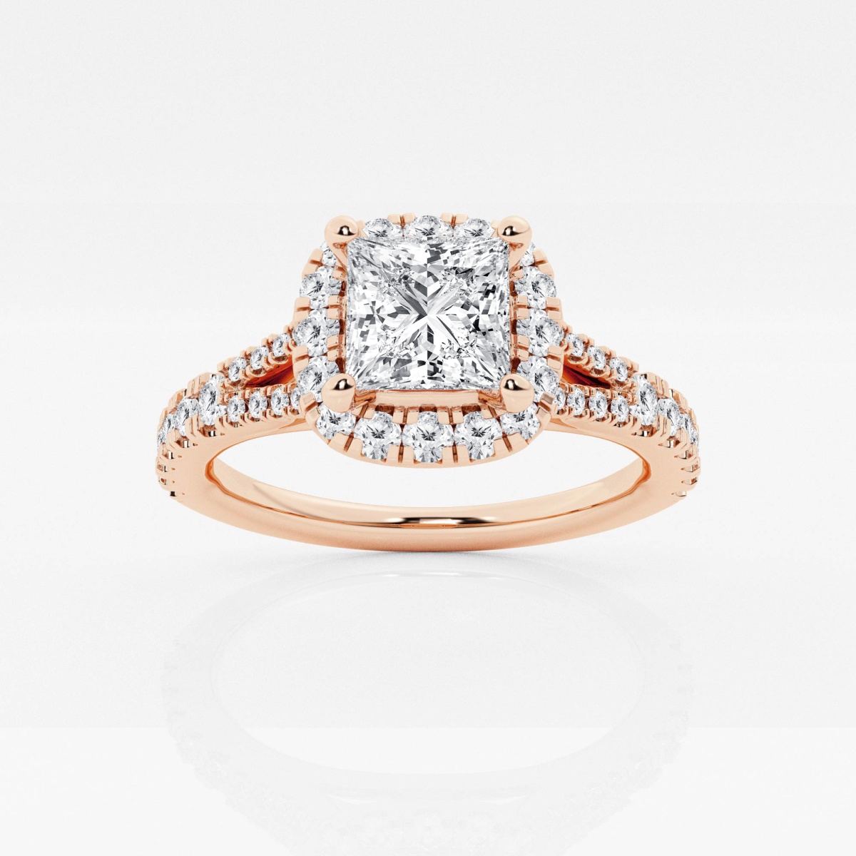 1 1/5 ctw Princess Lab Grown Diamond Split Shank Halo Engagement Ring ...