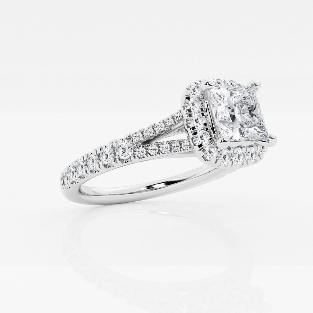 1 1/5 ctw Princess Lab Grown Diamond Split Shank Halo Engagement Ring