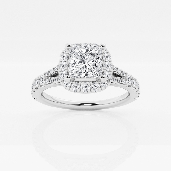 1 1/2 ctw Princess Lab Grown Diamond Split Shank Halo Engagement Ring