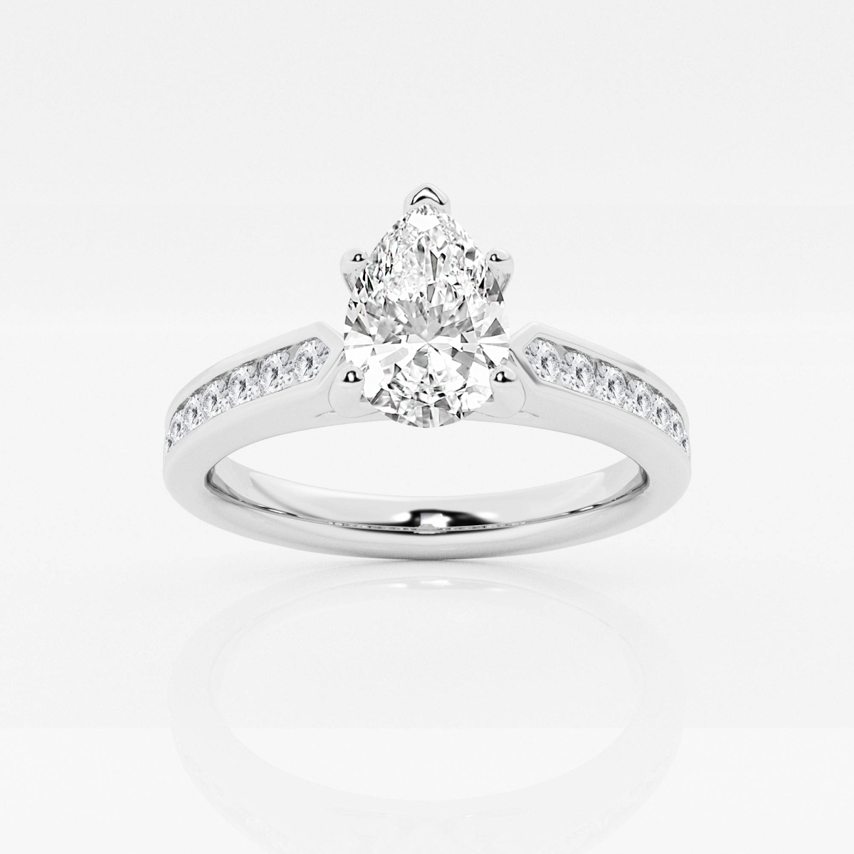0.75 - 1.50 CTW 14K Prong Setting Pear Shaped Lab Grown Diamond Engagement Ring - Kylie 14K White Gold / 1.50 CTW