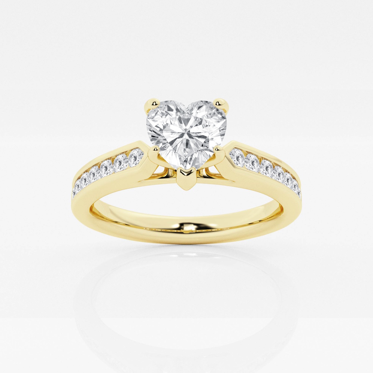 1 1/4 ctw Heart Lab Grown Diamond Engagement Ring with Channel Set Side Accents