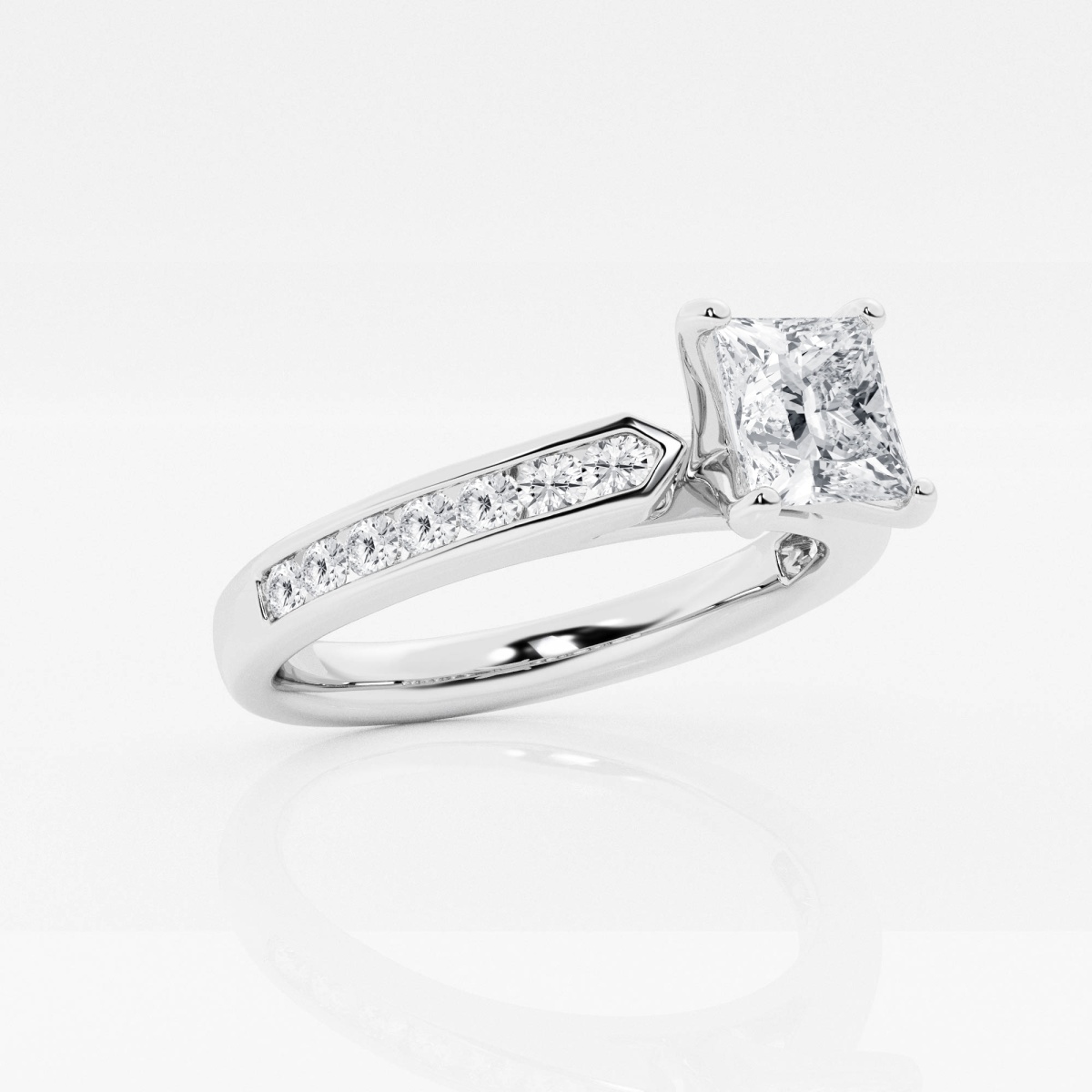 Additional Image 1 for  1 1/4 ctw Princess Lab Grown Diamond Engagement Ring with Channel Set Side Accents