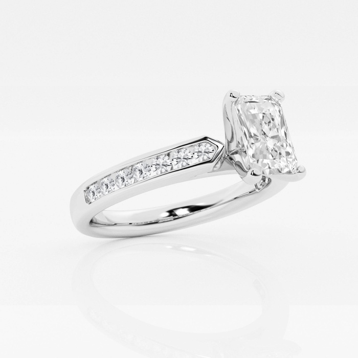 Additional Image 1 for  1 1/4 ctw Radiant Lab Grown Diamond Engagement Ring with Channel Set Side Accents