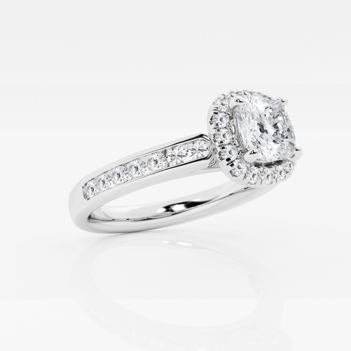 Additional Image 1 for  1 1/8 ctw Cushion Lab Grown Diamond Channel Set Halo Engagement Ring