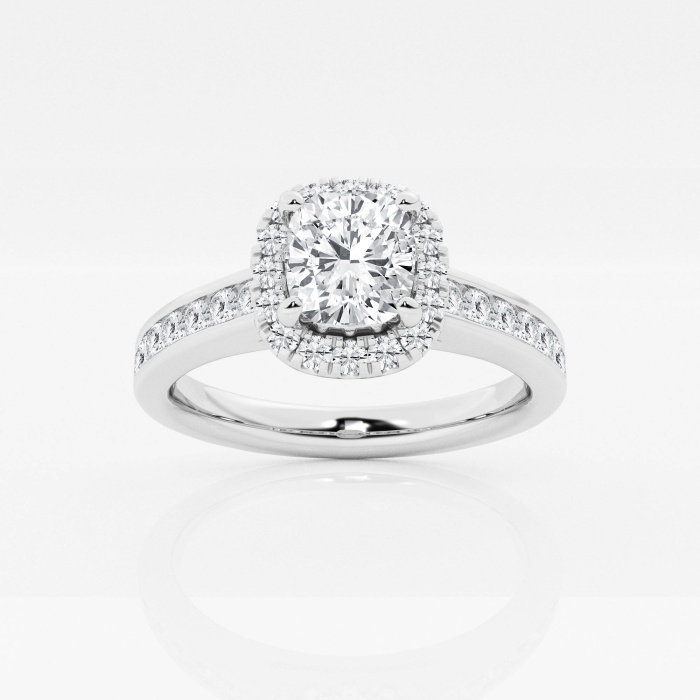 1 1/8 ctw Cushion Lab Grown Diamond Channel Set Halo Engagement Ring