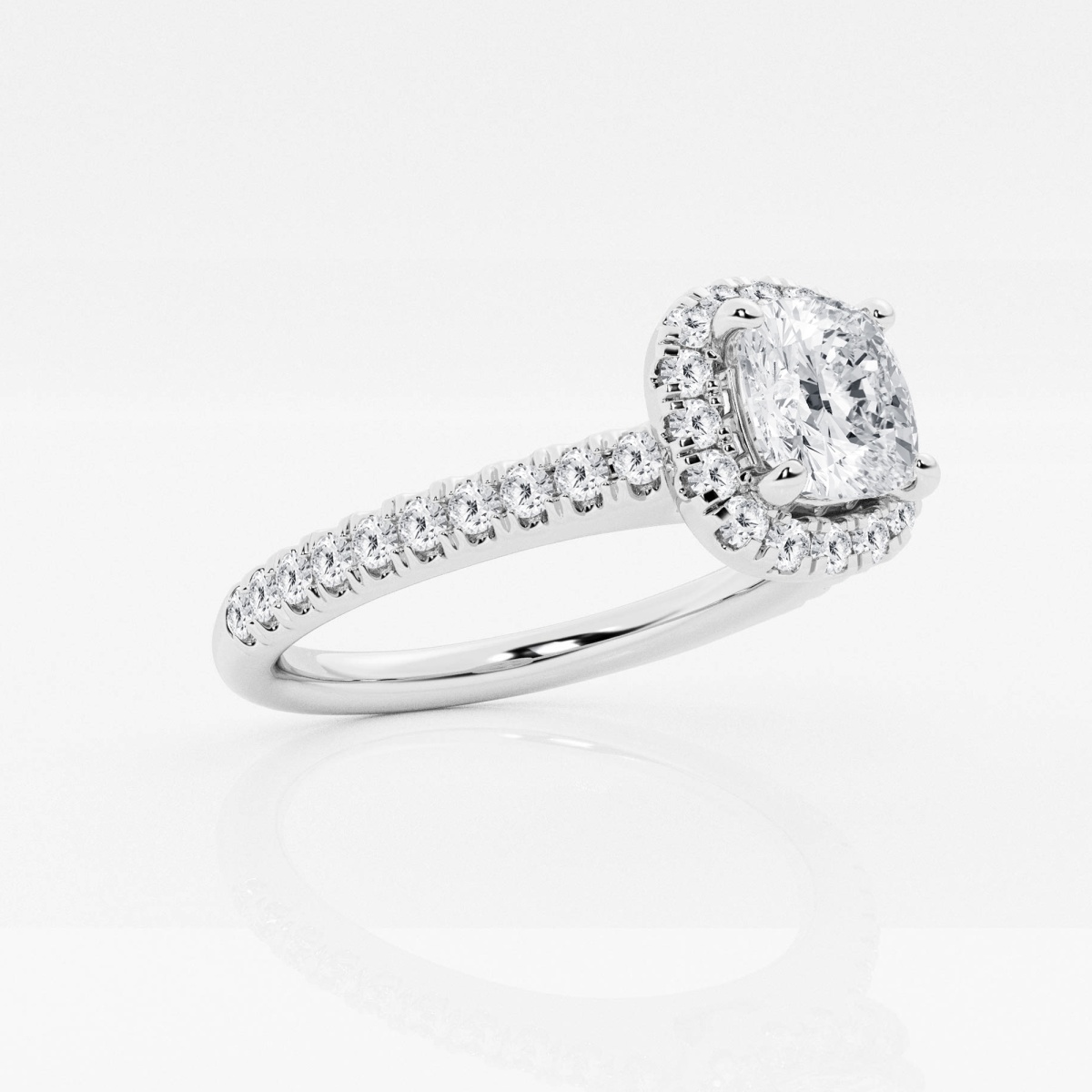 3.50 Carat Cushion Lab Created Diamond Engagement Ring with Hidden Halo 8 / White Gold