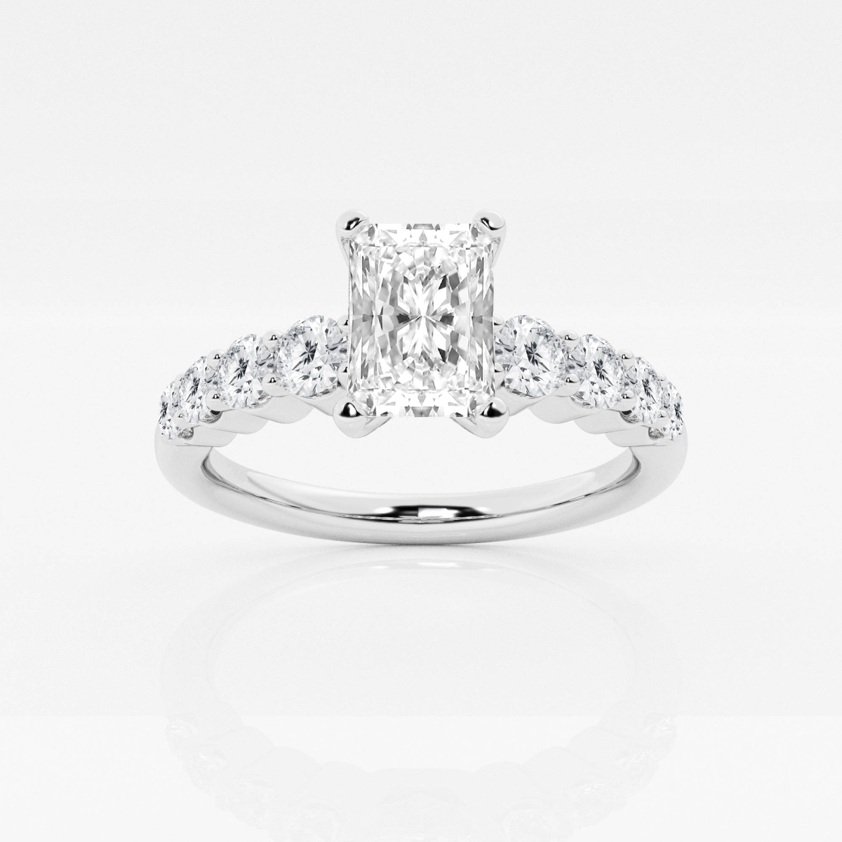 1 1/3 ctw Radiant Lab Grown Diamond Graduated Engagement Ring