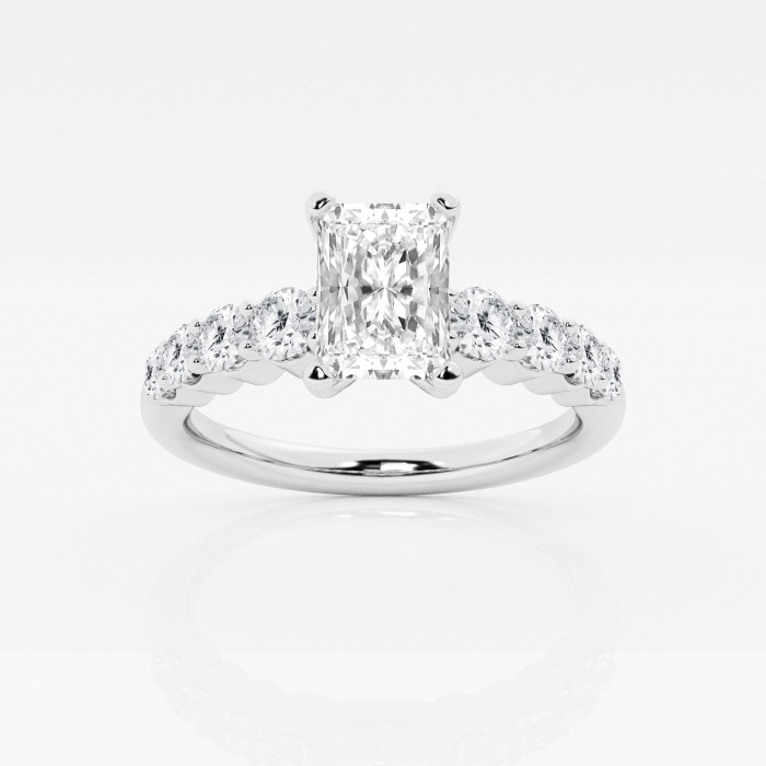 1 1/3 ctw Radiant Lab Grown Diamond Graduated Engagement Ring
