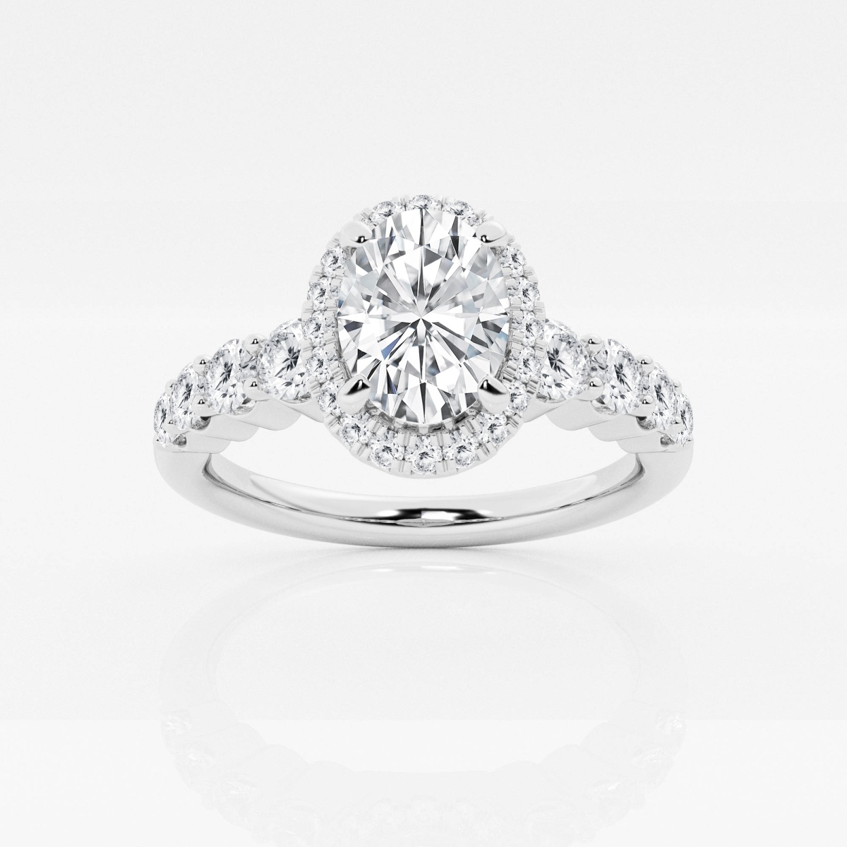 2 ctw Round Lab Grown Diamond Graduated Engagement Ring - Grownbrilliance