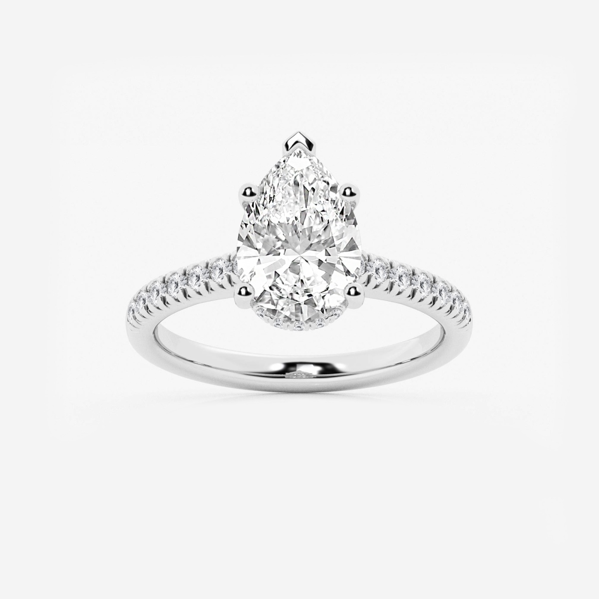 Pear Shaped Diamond Ring, Pear Lab Grown Diamond Halo Engagement Ring