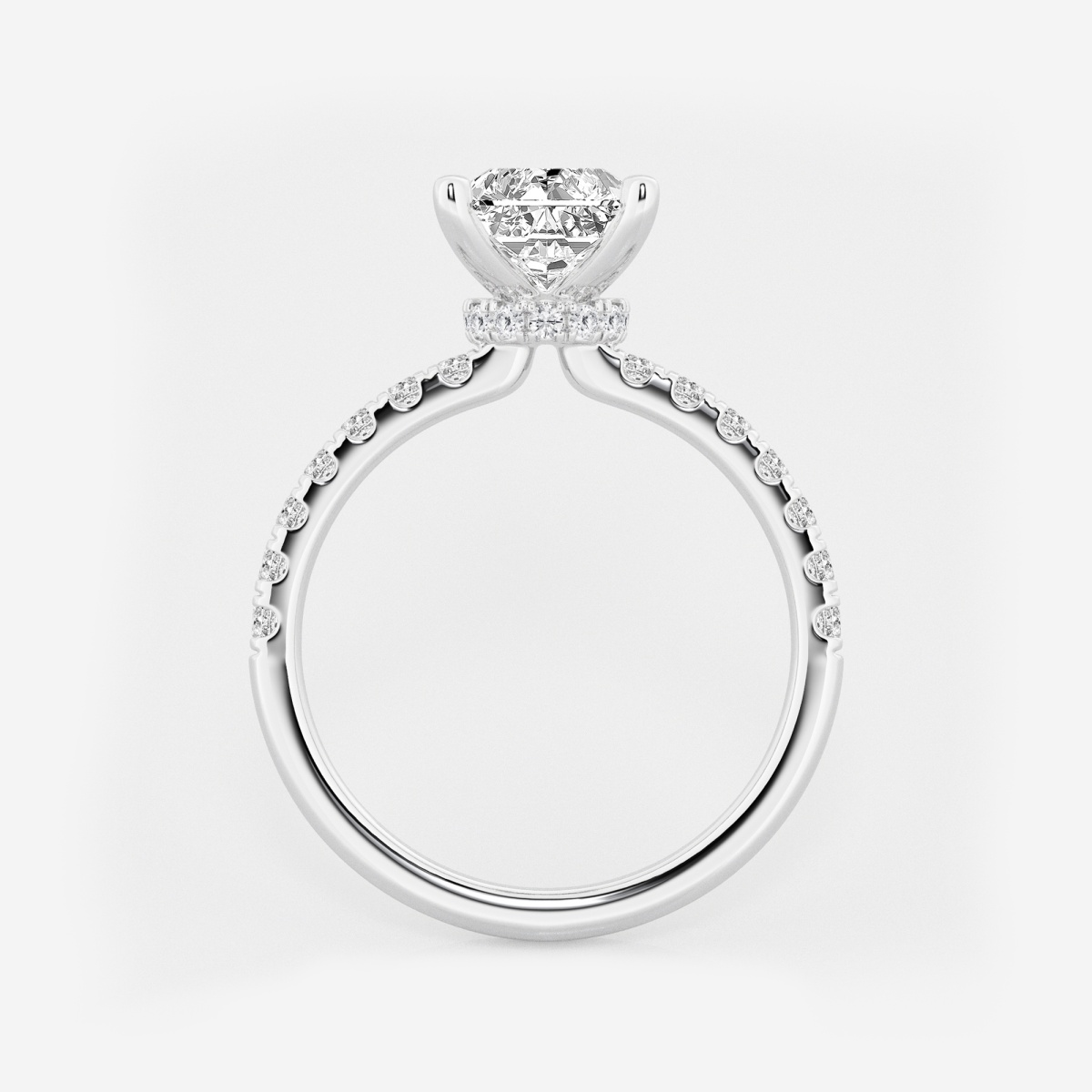 3 ctw Radiant Lab Grown Diamond Hidden Halo Engagement Ring