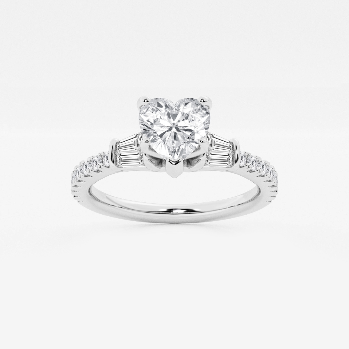 Heart shaped diamond store ring with baguettes